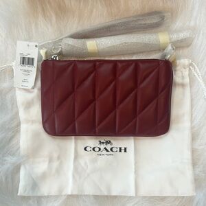 Coach Burgundy Quilted Leather Wristlet